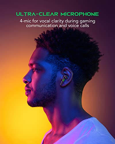 Black Shark Wireless Earbuds with 35ms Ultra-Low Latency, Gaming Bluetooth Earbuds with Premium Sound, Bluetooth 5.2, 10mm Drivers, 4 Hyperclear Mics, IPX5 Waterproof, 20H Play Time, Comfort Fit