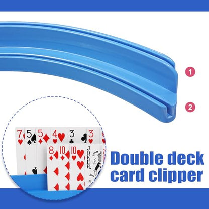 ZUFECY 2-Pack Blue ABS Card Holders, Anti-Slip Bottom for Playing Cards, Poker Game Nights, Family Game Nights, Ideal for Kids and Adults with Arthritis