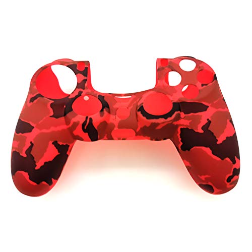 Silicone Skin Cover for Ps4 Controller (1pc Anti-Slip Case, 1 Pair L2 R2 Trigger Extender, 4pcs Thumb Grips,4pcs LED Light Bar Decal) Protector for DualShock PS4/ Slim/Pro Controller (Red Camouflage) - color: Red Camouflage