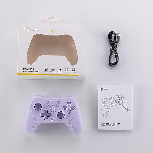 EasySMX Wireless Bluetooth Game Controller Compatible with Switch, Wake-up Support, 6-Axis Gyroscope, Turbo Mode & Adjustable Vibration - color: Purple