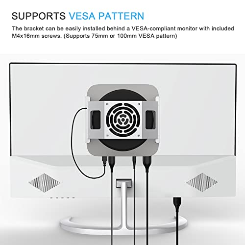 Mac mini Cooling Fan Mount, IFCASE Behind Monitor, Under Desk, Wall Mount Cooling Fan Stand for Mac mini 2010 to 2023 M2, Compatible VESA Holder with Anti-Scratch Pad (Silver) - color: Silver
