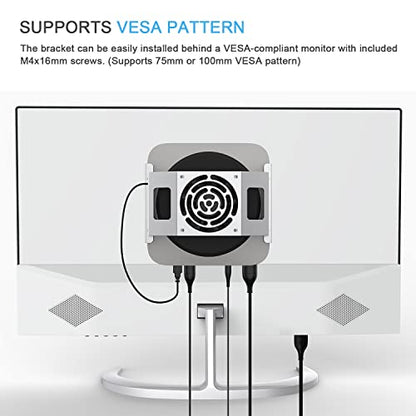 Mac mini Cooling Fan Mount, IFCASE Behind Monitor, Under Desk, Wall Mount Cooling Fan Stand for Mac mini 2010 to 2023 M2, Compatible VESA Holder with Anti-Scratch Pad (Silver) - color: Silver
