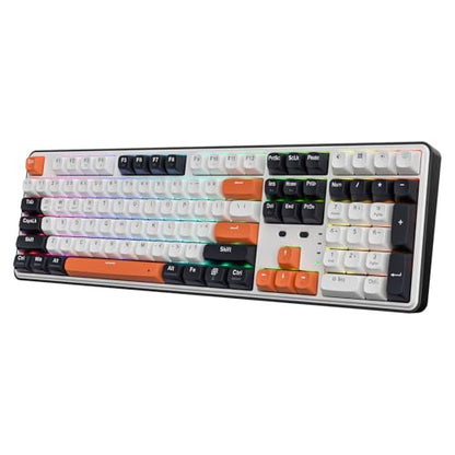Redragon K689 PRO Wireless 108-Key Gasket RGB Gaming Keyboard, 4 Hotkeys | Extra Shortcut Keys, 0-Delay Tri-Mode, Cushioned Noise Dampening for Creamy Thocky Sound, Unfaded PBT Keycaps, PRO Software - color: Black Tangerine