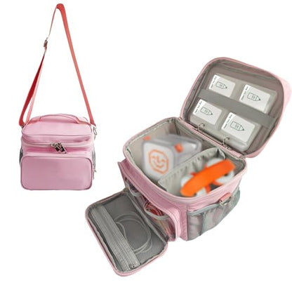 Travel Carrying Case Compatible with Yoto Player Bluetooth Speaker and Headphone Accessories, Card Holder Holds up to 80 Cards with Shoulder Strap, Bag Only (Pink) - color: Pink