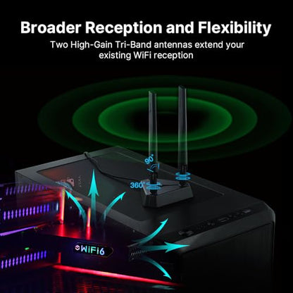 FENVi AX210 WiFi 6E PCIe WiFi Card, Tri-Band 5400Mbps, Bluetooth 5.3, with RGB Lightning for Gaming, Compatible with Windows 11/10