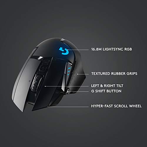 Logitech G502 Lightspeed Wireless Gaming Mouse - Black | RGB, Adjustable Weights, 11 Programmable Buttons, POWERPLAY Compatible, On-Board Memory, for PC/Mac - style: Wireless