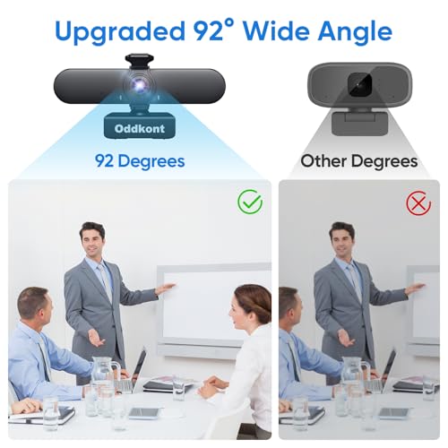 Full HD 1080P Webcam with Microphone, Auto-Light Balance, Rotatable Design,Privacy Cover, Plug and Play for Zoom, Skype,Web Conferencing - Compatible with Windows, Mac, Laptop, Desktop