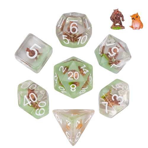 UDIXI 7PCS Polyhedral Dice Set D&D Owlbear DND Dice Set for Tabletop Games | Velvet Storage Bag, DM Gift, for Dungeons and Dragons Role Playing Games Board Games - color: Owlbear