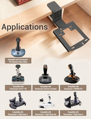 Quick Release Desk Mount For Farming & Flight Sim Joystick Compatible with Thrustmaster SimTask FarmStick, T.Flight Hotas One/4/X, T.16000M FCS, Sol-R1, Sol-R2, Sol-R5, TCA Sidestick Airbus - 1 Pack