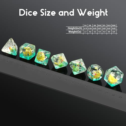 Duck DND Resin Dice, DNDND 7PCS Dungeons and Dragon Dice Set with Velvet Bag for D&D Role Playing Games and Tabletop Games（Duck - color: Duck