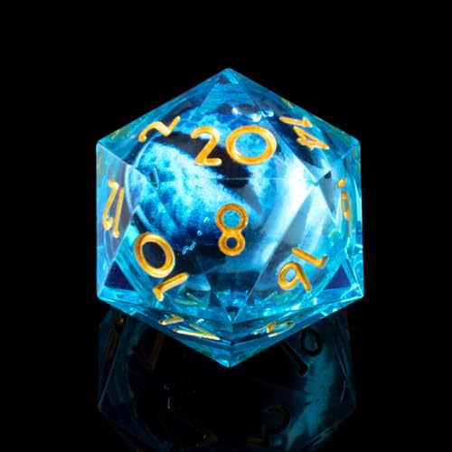 Beholder'S Eye D20 Dice Dragon Eye DND 22MM Single with Resin Sharp Edge 20 Sided D&D Handmade Polyhedral for Dungeons and Dragons, RPG, Roleplaying Games MTG Table Games(Blue Gold) - color: D20-blue Dragon Eye