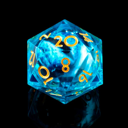 Beholder'S Eye D20 Dice Dragon Eye DND 22MM Single with Resin Sharp Edge 20 Sided D&D Handmade Polyhedral for Dungeons and Dragons, RPG, Roleplaying Games MTG Table Games(Blue Gold) - color: D20-blue Dragon Eye