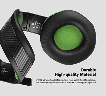 EKSA E1000 Gaming Headset, Computer Headphones with Noise Canceling Mic & RGB Light, Compatible with PC, PS4, PS5, Laptop - color: Green