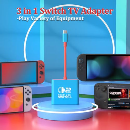 Switch 2 Dock for Nintendo Switch2 Tv Adapter Portable Switch2 Docking Station, Switch TV Adapter Compatible Steam Deck/Switch OLED, USB C to HDMI Adapters Support 4K/1080P Switch2 TVs Dock Mode - size: 4K/1080P
