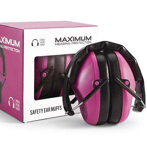 Pro For Sho 34dB NRR Hearing Protection Ear Muffs – Highest NRR Compact Design Ear Protection for Loud Events & Sensory Use - color: Pink, size: Standard