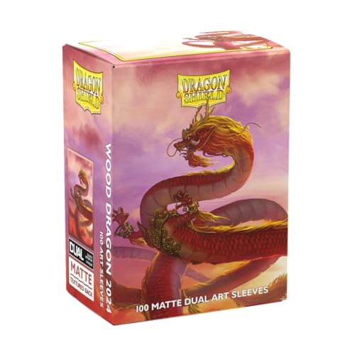 Dragon Shield | Matte Dual Art Sleeves | Wood Dragon 2024 | 100 CT - Smooth & Tough Premium TCG Sleeves | Compatible with Pokemon, One Piece & Magic the Gathering - color: Wood Dragon 2024