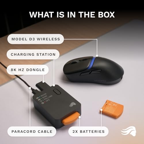 GLORIOUS Gaming Model D3 Wireless Gaming Mouse - InfinitePlay Swappable Battery, 130H Battery Life, 8k Polling, 130M Optical Switches, Ultralight 69g, 30K DPI Optical Sensor, RGB - Black - color: Black, style: Model D3 (Ergonomic)