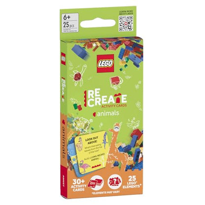 LEGO Recreate Activity Cards – Animals | Creative Building Game with 30+ Activity Cards & 25 LEGO Elements | Ages 6+ - style: Animals