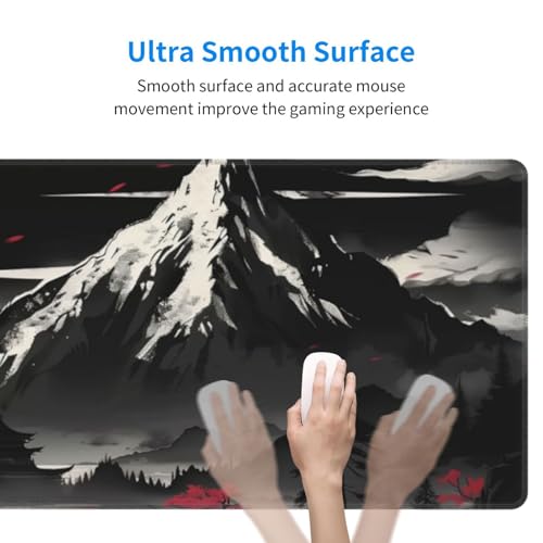 Extended Gaming Mouse Pad, Large Desk Mat XL Anime Mouse Pad Waterproof with Stitched Edges, Non-Slip Desktop Pad for Home and Office, Level Up Your 31.5x11.8 Inch (Snow Mountain) - color: Snow Mountain
