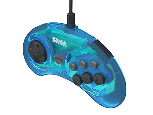 Retro-Bit Official Sega Genesis Controller 6-Button Arcade Pad for Sega Genesis - Original Port (Blue) - color: Blue