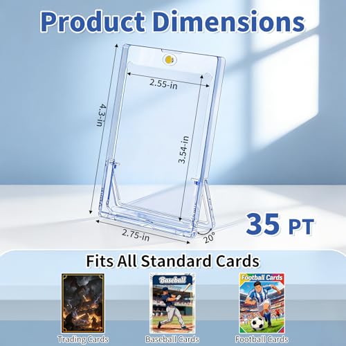 5 Pack Magnetic Card Holder with Kickstand, 35pt Single Card Holder Touch, U-V Protection, Built-in Display Stand, Fit for Baseball, Game, Sports Cards - size: 5 Pack