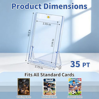 10 Pack Magnetic Card Holder with Kickstand, 35pt Single Card Holder Touch, U-V Protection, Built-in Display Stand, Fit for Baseball, Game, Sports Cards - size: 10 Pack