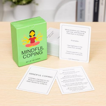 100 Coping Skills Cards for Teens & Adults, Ages 12+ – Mindfulness, Self-Care and Stress Management Activities for Emotional Wellness, Reflection and Calm - style: Coping Activity Cards