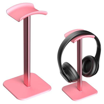 Headphone Stand for Desk - Headset Stand Headphone Holder (Pink) | with Aluminum Hanger and Plastic Headrest, headphone holder for AirPods Max, Sony, Bose, Beats and More - color: Pink