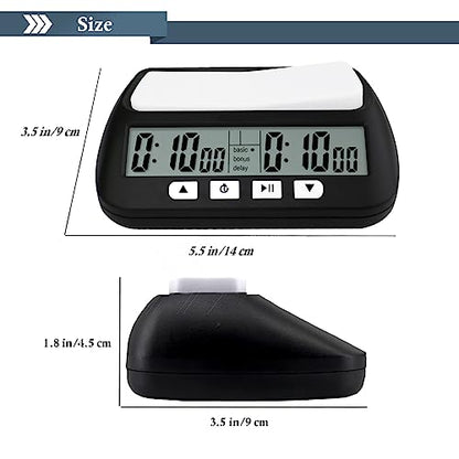 Digital Chess Clock Timer,QINFIEY Chess Timer for Board Games,Professional with Bonus Delay Count Down Up Function,Batteries Included