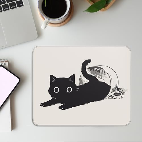 Cute Black Cat Mouse Pad,Kawaii Anime Cat Mouse Pads for Wireless Mouse Desk Accessories,10"X8" Travel Mousepad with Non-Slip Rubber Base, Stitched Edge Mouse Pads for Desk,Computers,Laptop,Office - color: S-9
