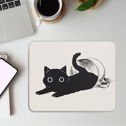 Cute Black Cat Mouse Pad,Kawaii Anime Cat Mouse Pads for Wireless Mouse Desk Accessories,10"X8" Travel Mousepad with Non-Slip Rubber Base, Stitched Edge Mouse Pads for Desk,Computers,Laptop,Office - color: S-9