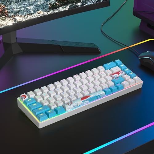 65% Mechanical Keyboard Wired Linear Red Switch RGB Backlight | 65 Percent 68-keys Compact Layout Gaming Keyboard TKL Ultra-Compact Mini RGB Backlit - color: 68 Sea/Red Switch