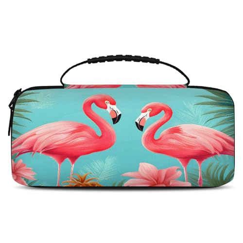 Adornori Flamingo Tropical Leaves Carry Case Compatible with Nintendo Switch 2, with 20 Games Cartridges, Portable Travel Carrying Case Pouch for Accessories & Game Cards - color: Multicolor 11