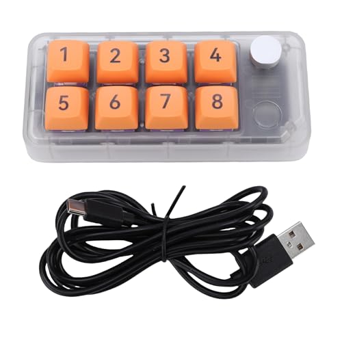 Wired USB C Numeric Keypad, 8 Keys Programmable One Handed Macro Mechanical Keyboard with Knob, for Tablet Laptop Desktop (Transparent) - color: Transparent