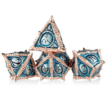 Surpass DND dice 7-Piece Set Metal dice Set Dragon Eye dice for Dungeons and Dragons Polyhedra Role Playing Game Set(Blue) - color: Blue