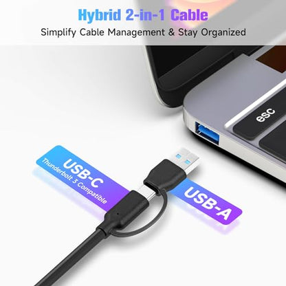 RSHTECH 7-Port Powered USB 3.2/USB C Hub with 10Gbps USB-A 3.2, 2 USB-C 3.2, 4 USB 3.0 Ports, Individual Touch Switches, 3.3ft Cable and 5V Power Adapter, USB Hub Splitter for Laptop/PC, RSH-ST07C - size: 7-Port Powered USB Hub