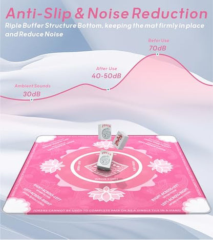Mahjong Mat for Table, American Mahjong Mat(Pink) | 31.5" x 31.5",Anti-Slip, Noise-Reducing Gaming Mat for Mahjong/Poker/Board Games/Card Games/Dominoes - color: Pink