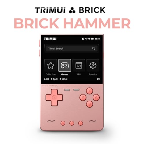 Trimui Brick Hammer Metal Body Handheld Game Console Retro Gaming Handheld 3000mah Battery Allwinner A133p 3.2" IPS RGB Lighting Vibration Pink - style: Pink-64G