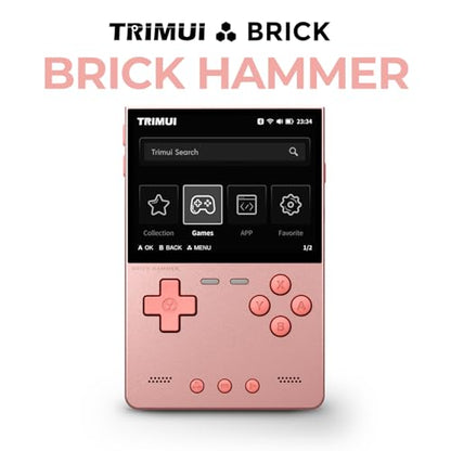 Trimui Brick Hammer Metal Body Handheld Game Console Retro Gaming Handheld 3000mah Battery Allwinner A133p 3.2" IPS RGB Lighting Vibration Pink - style: Pink-64G