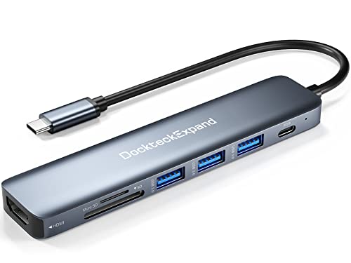 USB C Hub DockteckExpand 7 in 1 USB-C Multiport Adapter | 4K HDMI, 100W PD, 3 USB 3.0 Ports, SD/TF Card Reader for MacBook Pro/Air iMac iPad Pro Surface Pro 7/8 XPS HP and More - color: 7 IN 1 (3 USB)