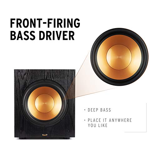 Klipsch Synergy Black Label Sub-100 10” Front-Firing Subwoofer with 150 Watts of continuous power, 300 watts of Dynamic Power, and All-Digital Amplifier for Powerful Home Theater Bass - style: Single