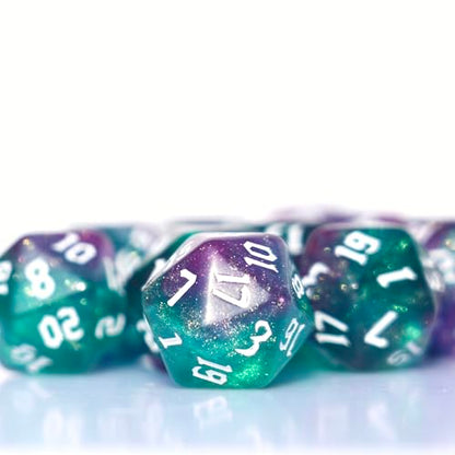 10PCs D20 Polyhedral Dice Set 22mm for DND RPG MTG Dungeons and Dragons Dice (Purple+Green) - color: Purple+green