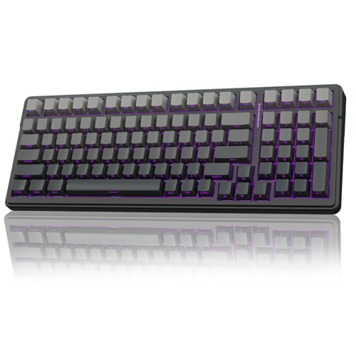 AULA F99 Wireless Mechanical Keyboard,Gasket Structure Hot Swappable Custom Keyboard,RGB Backlit,Creamy Sound,Side Printed PBT Keycaps,2.4GHz/USB-C/BT5.0 Computer Gaming Keyboards - color: Black