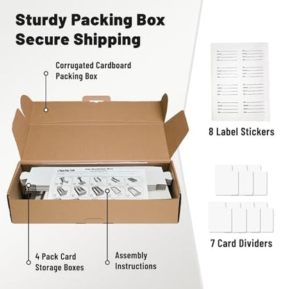 NUMINA 4 Pack 2-Row Card Storage Boxes (Holds Up to 1600 Cards per Box), Easy Access Trading Card Organizer for MTG & Sports Cards, Fits Sleeved & Toploader Cards - size: 4 Pack