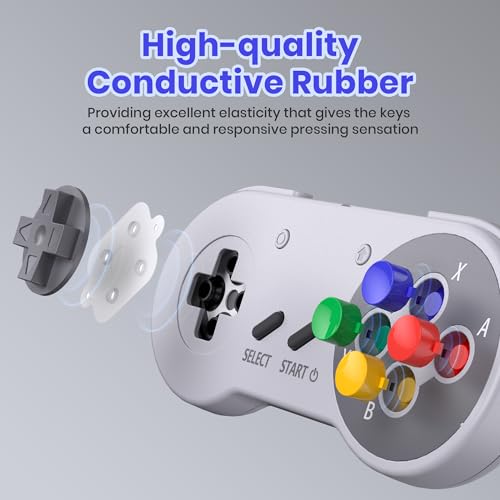 2.4 GHz Wireless SNES Switch Online Controller, USB Receiver, Compatible with Switch/Switch OLED, PC, Mac OS, Android, Steam Deck, Raspberry Pi (Rechargeable) (Plug and Play) (2 Pack) Multicolor - color: Wireless for Switch Multicolor