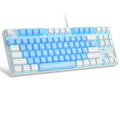 MageGee 75% Mechanical Gaming Keyboard, Blue Switch, LED Blue Backlit, 87 Keys Compact TKL Wired Keyboards for Windows Laptop PC Gamer - Blue/White - color: Blue White/Blue Switch