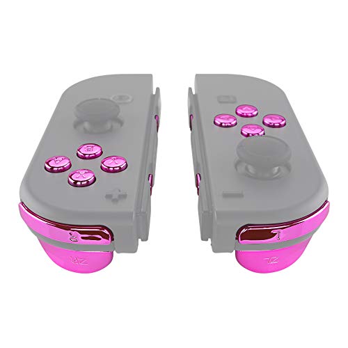 eXtremeRate DIY Full Set Buttons for Nintendo Switch & Switch OLED, Chrome Pink Glossy Replacement Buttons for JoyCon, ABXY Direction Keys SR SL L R ZR ZL + - Home Capture Trigger Buttons Springs - color: Chrome Pink