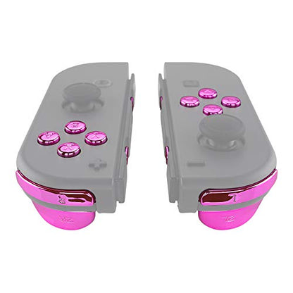 eXtremeRate DIY Full Set Buttons for Nintendo Switch & Switch OLED, Chrome Pink Glossy Replacement Buttons for JoyCon, ABXY Direction Keys SR SL L R ZR ZL + - Home Capture Trigger Buttons Springs - color: Chrome Pink