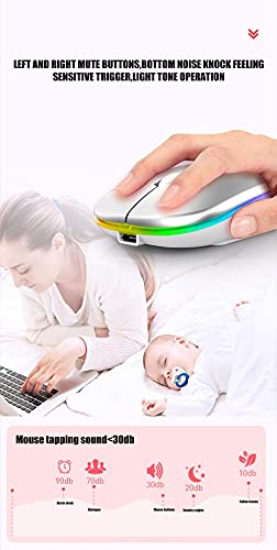 Bluetooth Wireless Mouse for Laptop mac MacBook ipad MacBook air MacBook pro pc Desktop Computer Windows Chromebook Notebook (Silver White) - color: silver white