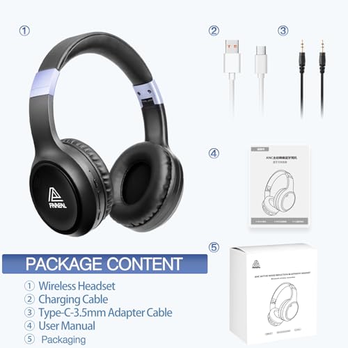 FAAEAL Bluetooth Noise-canceling Headphones Over Ear,68 Hours Playtime Wireless Headphones with Mic,Foldable Lightweight Headset with Deep Bass,HiFi Stereo Sound for Travel Work Cellphone - style: Wireless Bluetooth